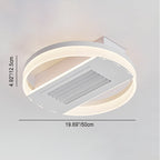 Modern Luxury Aluminum Iron Acrylic Round LED Semi-Flush Mount Leafless Ceiling Fan Light For Bedroom