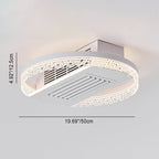 Modern Luxury Aluminum Iron Acrylic Round LED Semi-Flush Mount Leafless Ceiling Fan Light For Bedroom