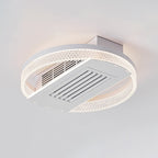 Modern Luxury Aluminum Iron Acrylic Round LED Semi-Flush Mount Leafless Ceiling Fan Light For Bedroom