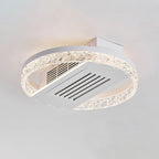 Modern Luxury Aluminum Iron Acrylic Round LED Semi-Flush Mount Leafless Ceiling Fan Light For Bedroom