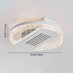 Modern Luxury Aluminum Iron Acrylic Round LED Semi-Flush Mount Leafless Ceiling Fan Light For Bedroom