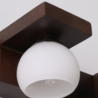 Contemporary Retro Rubber Wood Iron Glass Rectangular 2/3 Light Wall Sconce Lamp Vanity Light For Bathroom