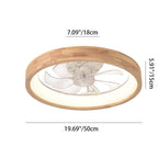 Traditional Japanese Solid Wood Iron Acrylic ABS Round Hollowed LED Flush Mount Ceiling Fan Light For Bedroom Lumendat