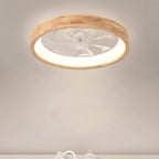 Traditional Japanese Solid Wood Iron Acrylic ABS Round Hollowed LED Flush Mount Ceiling Fan Light For Bedroom Lumendat