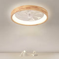 Traditional Japanese Solid Wood Iron Acrylic ABS Round Hollowed LED Flush Mount Ceiling Fan Light For Bedroom Lumendat