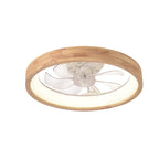Traditional Japanese Solid Wood Iron Acrylic ABS Round Hollowed LED Flush Mount Ceiling Fan Light For Bedroom Lumendat