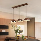 Contemporary Creative Iron Walnut Acrylic Eggshell Wave Dome LED Pendant Light For Dining Room