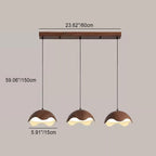 Contemporary Creative Iron Walnut Acrylic Eggshell Wave Dome LED Pendant Light For Dining Room