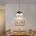 Contemporary Creative Iron Walnut Acrylic Eggshell Wave Dome LED Pendant Light For Dining Room