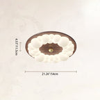 Contemporary Retro Iron PE Ash Wood Round Bubble LED Flush Mount Ceiling Light For Bedroom