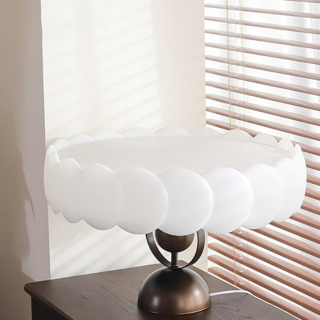 Contemporary Retro Rubber Wood Iron Acrylic Pellucid Round LED Semi-Flush Mount Ceiling Light For Bedroom