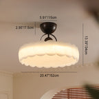 Contemporary Retro Rubber Wood Iron Acrylic Pellucid Round LED Semi-Flush Mount Ceiling Light For Bedroom