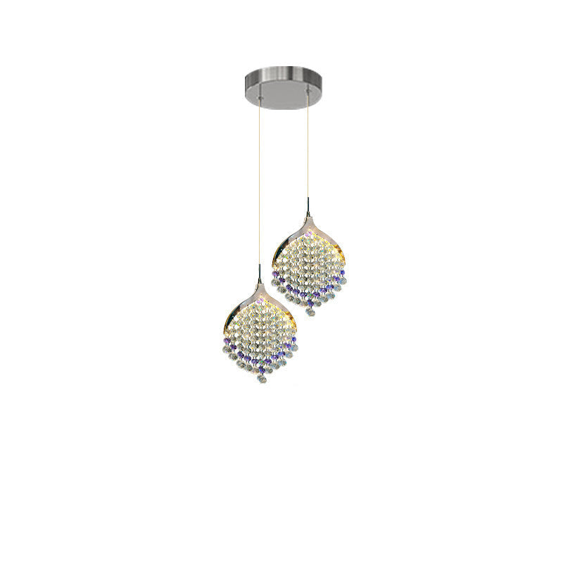 Modern Luxury Hardware Crystal Beads Fishtail LED Pendant Light For Bedside
