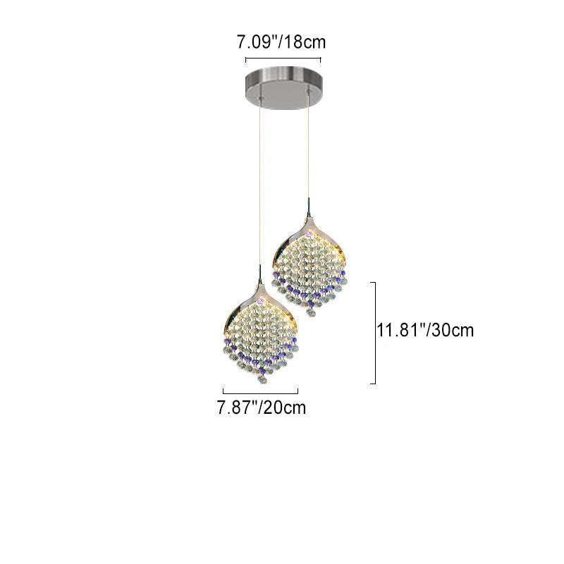 Modern Luxury Hardware Crystal Beads Fishtail LED Pendant Light For Bedside