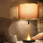 Contemporary Retro Fabric Metal Cylinder Touch Sensor Dimmable 1-Light Table Lamp For Bedside Lumendat