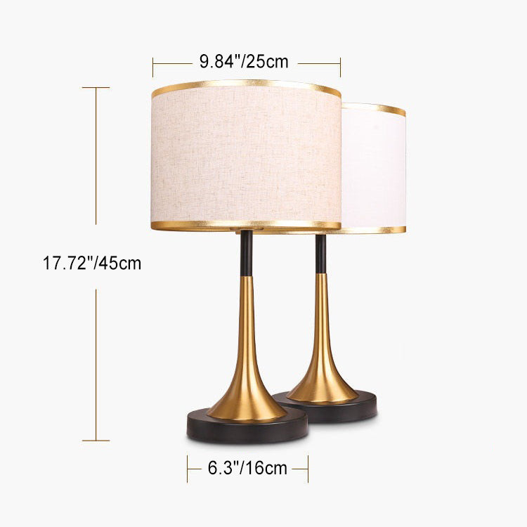 Contemporary Retro Fabric Metal Cylinder Touch Sensor Dimmable 1-Light Table Lamp For Bedside Lumendat