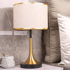 Contemporary Retro Fabric Metal Cylinder Touch Sensor Dimmable 1-Light Table Lamp For Bedside Lumendat
