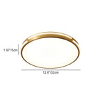 Modern Mid-century Brass Acrylic Round Line LED Flush Mount Ceiling Light For Bedroom