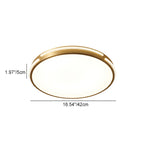 Modern Mid-century Brass Acrylic Round Line LED Flush Mount Ceiling Light For Bedroom