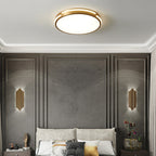 Modern Mid-century Brass Acrylic Round Line LED Flush Mount Ceiling Light For Bedroom