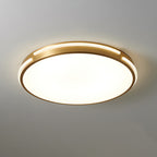Modern Mid-century Brass Acrylic Round Line LED Flush Mount Ceiling Light For Bedroom
