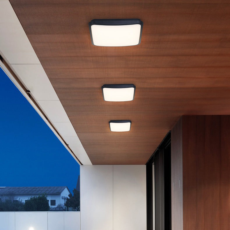 Modern Minimalist Waterproof Aluminum Alloy Pc Round Square LED Flush Mount Ceiling Light for Outdoor Patio