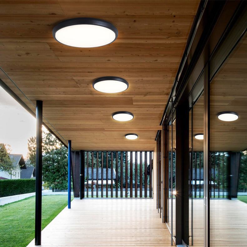 Modern Minimalist Waterproof Aluminum Alloy Pc Round Square LED Flush Mount Ceiling Light for Outdoor Patio