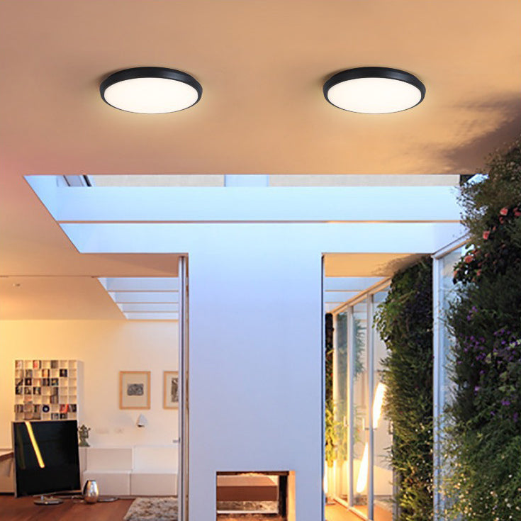 Modern Minimalist Waterproof Aluminum Alloy Pc Round Square LED Flush Mount Ceiling Light for Outdoor Patio