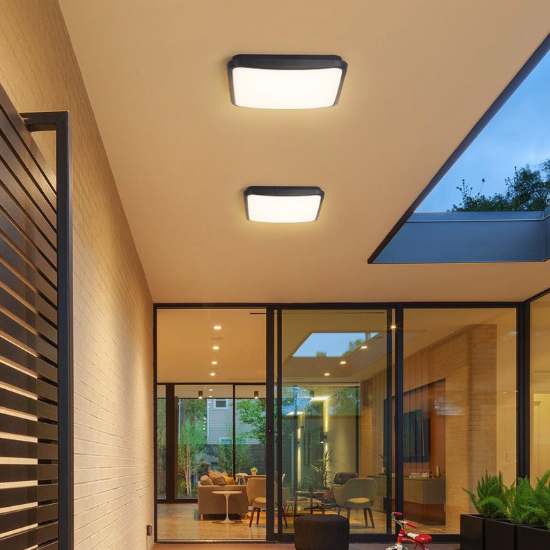 Modern Minimalist Waterproof Aluminum Alloy Pc Round Square LED Flush Mount Ceiling Light for Outdoor Patio