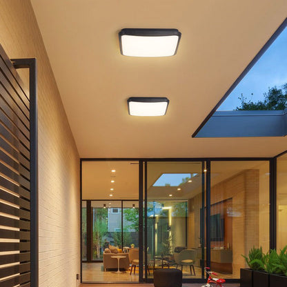 Modern Minimalist Waterproof Aluminum Alloy Pc Round Square LED Flush Mount Ceiling Light for Outdoor Patio