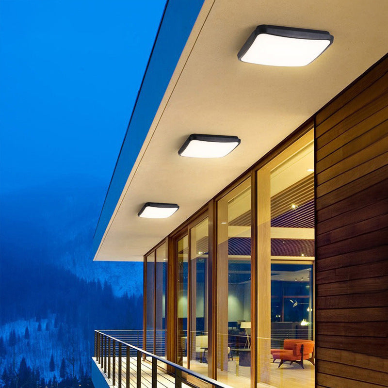 Modern Minimalist Waterproof Aluminum Alloy Pc Round Square LED Flush Mount Ceiling Light for Outdoor Patio