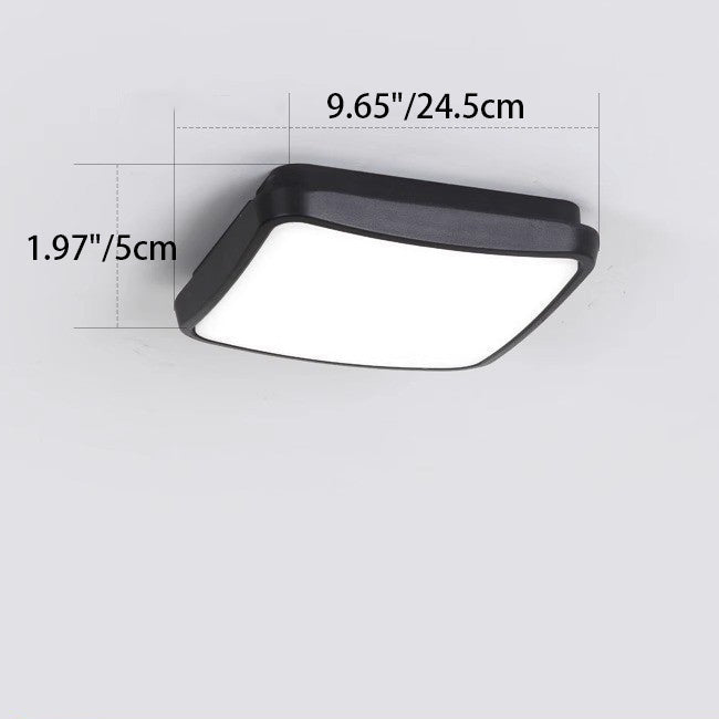 Modern Minimalist Waterproof Aluminum Alloy Pc Round Square LED Flush Mount Ceiling Light for Outdoor Patio