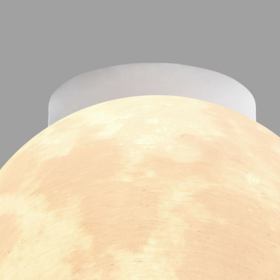 Contemporary Nordic Iron Resin Moon Ball 1-Light Semi-Flush Mount Ceiling Light For Hallway Lumendat