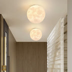Contemporary Nordic Iron Resin Moon Ball 1-Light Semi-Flush Mount Ceiling Light For Hallway Lumendat
