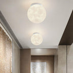Contemporary Nordic Iron Resin Moon Ball 1-Light Semi-Flush Mount Ceiling Light For Hallway Lumendat