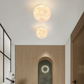 Contemporary Nordic Iron Resin Moon Ball 1-Light Semi-Flush Mount Ceiling Light For Hallway Lumendat