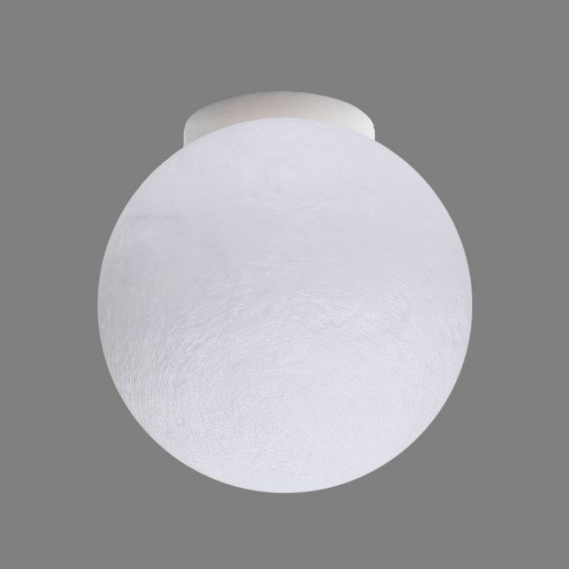 Contemporary Nordic Iron Resin Moon Ball 1-Light Semi-Flush Mount Ceiling Light For Hallway Lumendat