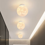 Contemporary Nordic Iron Resin Moon Ball 1-Light Semi-Flush Mount Ceiling Light For Hallway Lumendat
