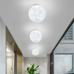 Contemporary Nordic Iron Resin Moon Ball 1-Light Semi-Flush Mount Ceiling Light For Hallway Lumendat