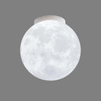 Contemporary Nordic Iron Resin Moon Ball 1-Light Semi-Flush Mount Ceiling Light For Hallway Lumendat