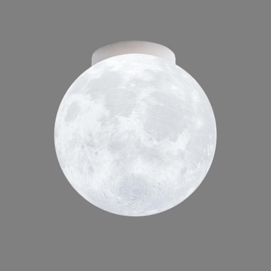 Contemporary Nordic Iron Resin Moon Ball 1-Light Semi-Flush Mount Ceiling Light For Hallway Lumendat