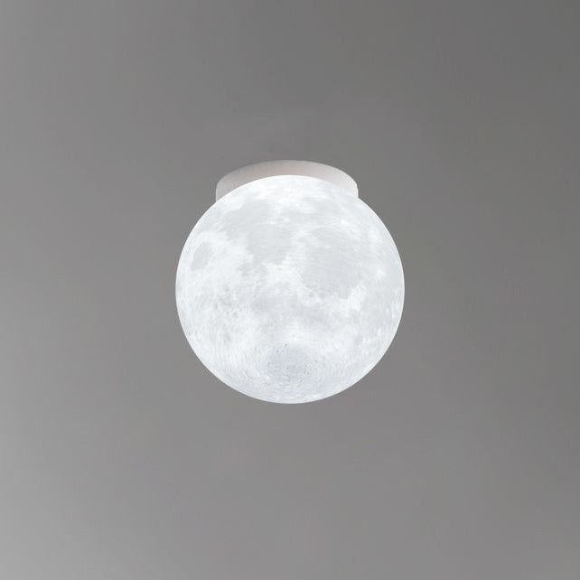 Contemporary Nordic Iron Resin Moon Ball 1-Light Semi-Flush Mount Ceiling Light For Hallway Lumendat