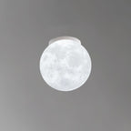 Contemporary Nordic Iron Resin Moon Ball 1-Light Semi-Flush Mount Ceiling Light For Hallway Lumendat