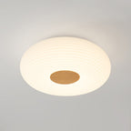 Contemporary Scandinavian Wood PE Round Striped LED Flush Mount Ceiling Light For Hallway
