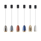 Contemporary Scandinavian Aluminum Liftable Elliptical Bullet LED Pendant Light For Bedside