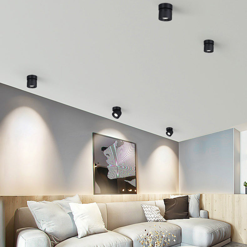 Contemporary Scandinavian Rotatable Aluminum Round Spotlight LED Semi-flush Mount Ceiling Light for Living Room