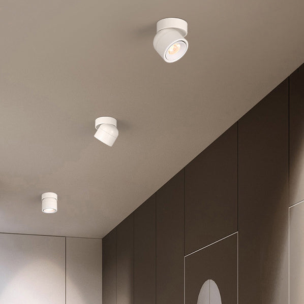 Modern Simplicity Rotatable Aluminum Round Downlight LED Semi-flush Mount Ceiling Light for Living Room