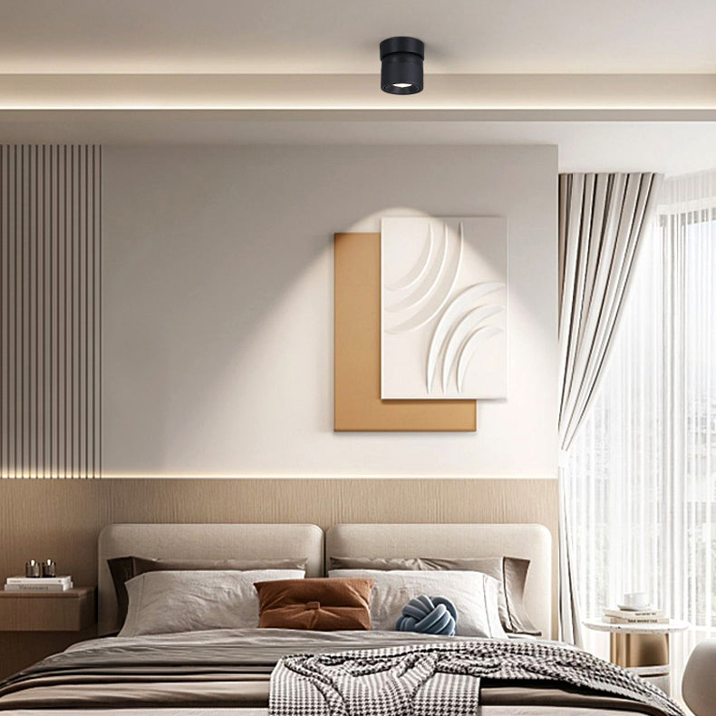 Modern Simplicity Rotatable Aluminum Round Downlight LED Semi-flush Mount Ceiling Light for Living Room