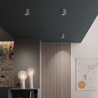Contemporary Scandinavian Rotatable Aluminum Round Spotlight LED Semi-flush Mount Ceiling Light for Living Room