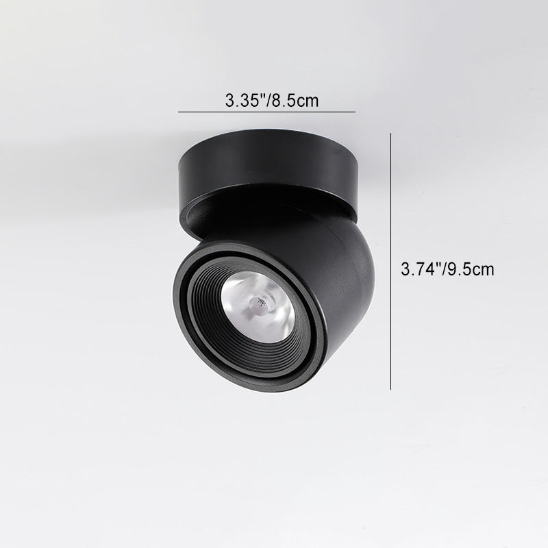 Contemporary Scandinavian Rotatable Aluminum Round Spotlight LED Semi-flush Mount Ceiling Light for Living Room